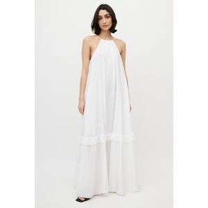 STAUD white XS Ina Tiered Halterneck Muslin Maxi Dress BNWT